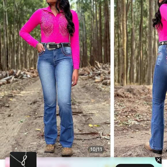 Flamingo jeans Cross embroidered - Picture 4 of 9